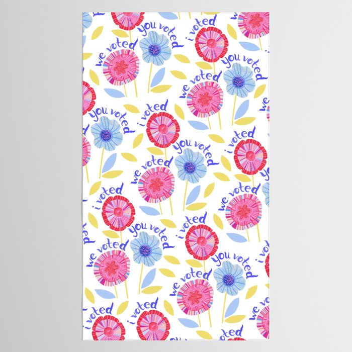United We Grow - Vote | Floral in Red, Pink, & Blue Tablecloth Gallery Image 2