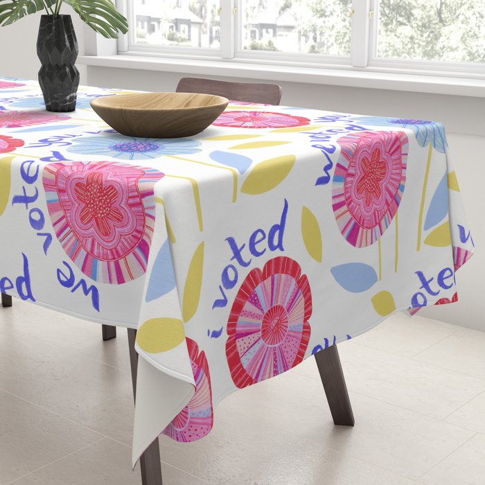 United We Grow - Vote | Floral in Red, Pink, & Blue Tablecloth Gallery Image 3