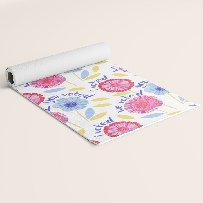 United We Grow - Vote | Floral in Red, Pink, & Blue Yoga Mat Gallery Image 2
