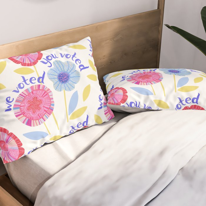 United We Grow - Vote | Floral in Red, Pink, & Blue Pillow Sham Gallery Image 2