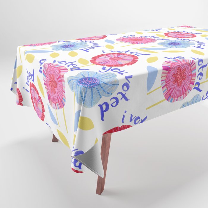 United We Grow - Vote | Floral in Red, Pink, & Blue Tablecloth Gallery Image 1