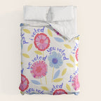 United We Grow - Vote | Floral in Red, Pink, & Blue Duvet Cover Gallery Image 6