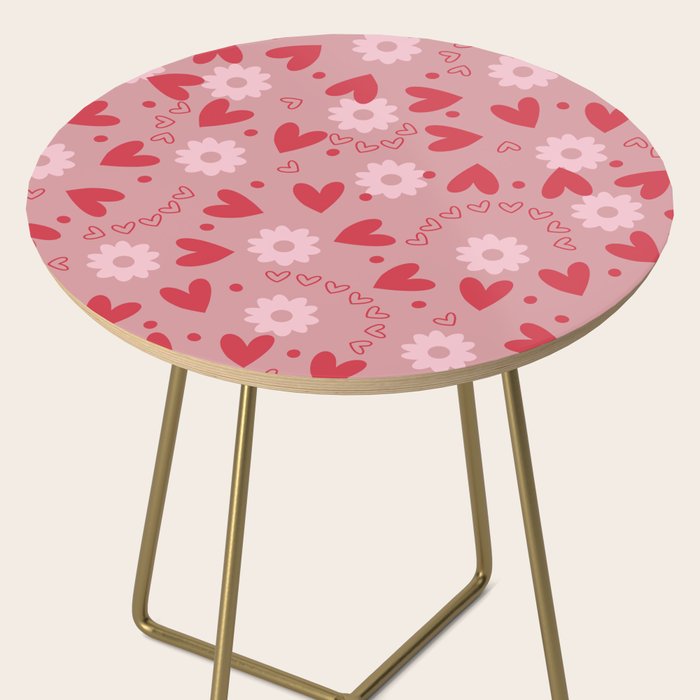 Hearts and Flowers on Tea Rose Pink Side Table Gallery Image 2