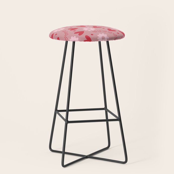 Hearts and Flowers on Tea Rose Pink Stool Gallery Image 1