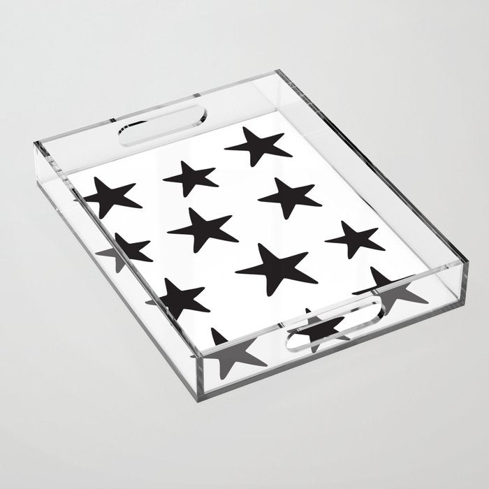 Star Pattern Black On White Acrylic Tray Gallery Image 1