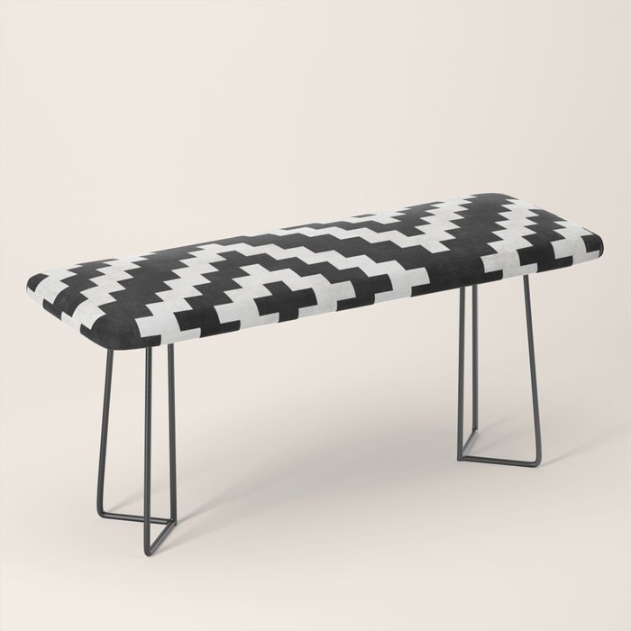 Urban Tribal Pattern No.17 - Aztec - Black and White Concrete Bench Gallery Image 1