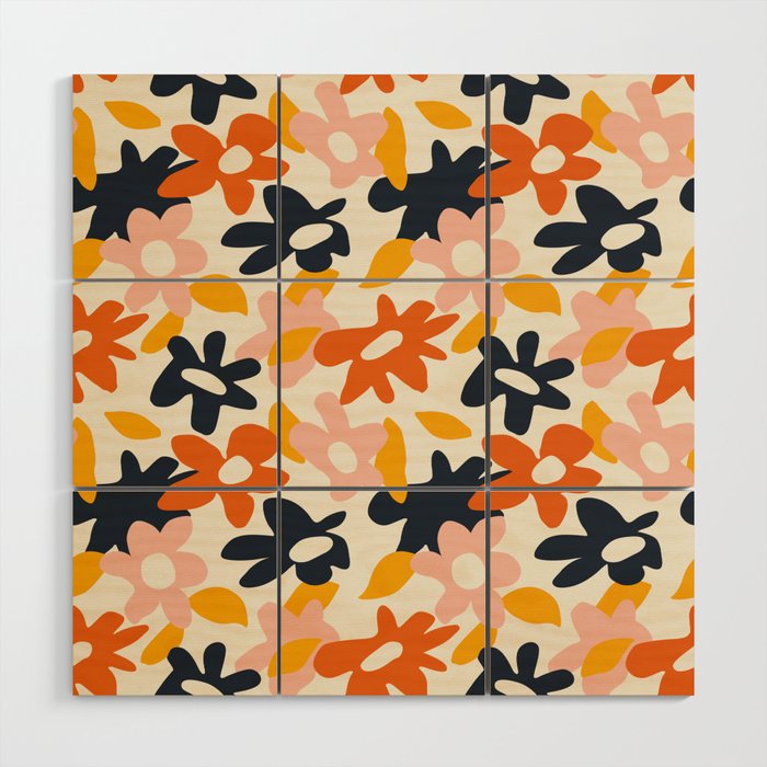 Abstract flower art pattern Wood Wall Art Gallery Image 1