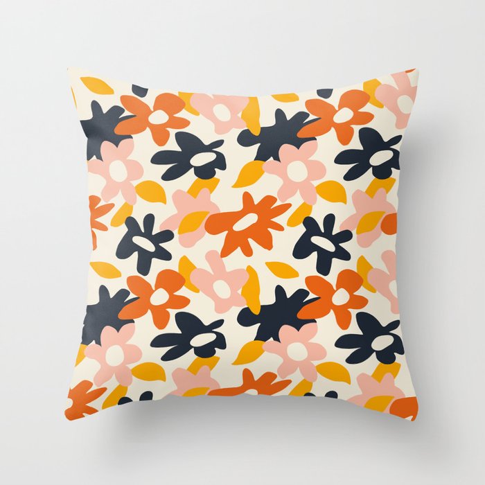 Abstract flower art pattern Throw Pillow Gallery Image 1