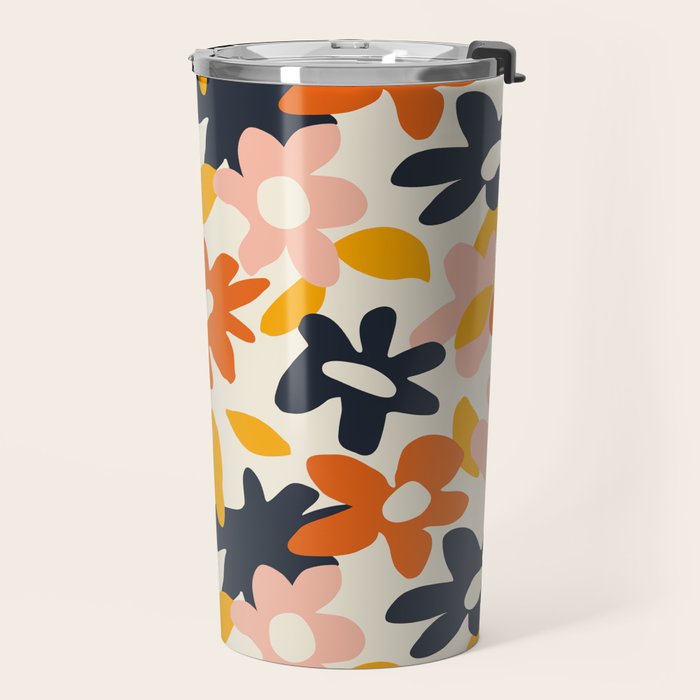 Abstract flower art pattern Travel Mug Gallery Image 2