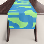 Mid Century Modern Loops Blue and Lime Green Retro Contemporary Abstract Pattern Table Runner Gallery Image 1