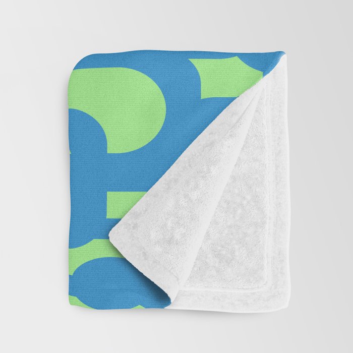 Mid Century Modern Loops Blue and Lime Green Retro Contemporary Abstract Pattern Throw Blanket Gallery Image 3