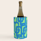 Mid Century Modern Loops Blue and Lime Green Retro Contemporary Abstract Pattern Wine Chiller Gallery Image 1