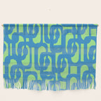 Mid Century Modern Loops Blue and Lime Green Retro Contemporary Abstract Pattern Wall Hanging Gallery Image 1