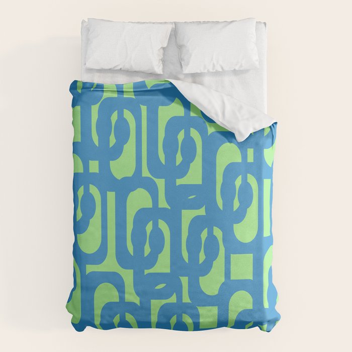 Mid Century Modern Loops Blue and Lime Green Retro Contemporary Abstract Pattern Duvet Cover Gallery Image 6