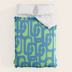 Mid Century Modern Loops Blue and Lime Green Retro Contemporary Abstract Pattern Duvet Cover Gallery Image 6