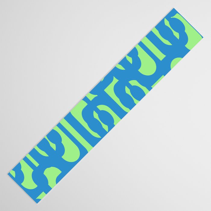Mid Century Modern Loops Blue and Lime Green Retro Contemporary Abstract Pattern Table Runner Gallery Image 3