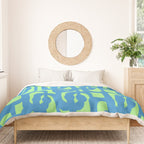 Mid Century Modern Loops Blue and Lime Green Retro Contemporary Abstract Pattern Duvet Cover Gallery Image 3