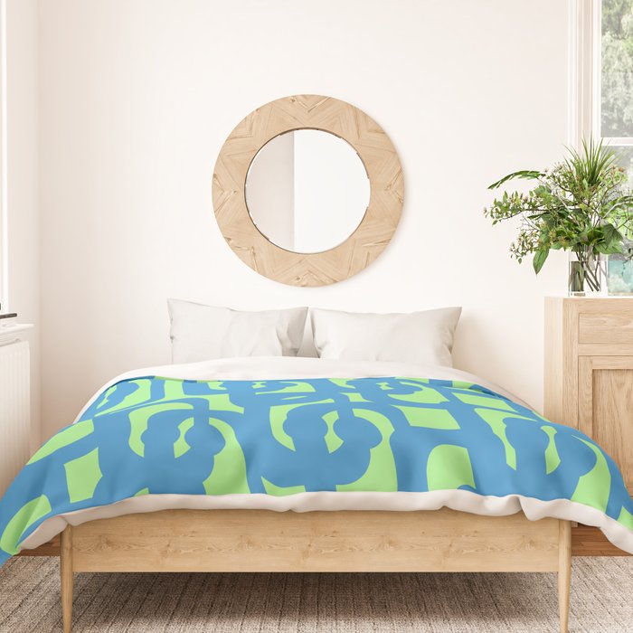Mid Century Modern Loops Blue and Lime Green Retro Contemporary Abstract Pattern Duvet Cover Gallery Image 3