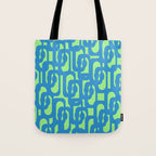 Mid Century Modern Loops Blue and Lime Green Retro Contemporary Abstract Pattern Tote Bag Gallery Image 1