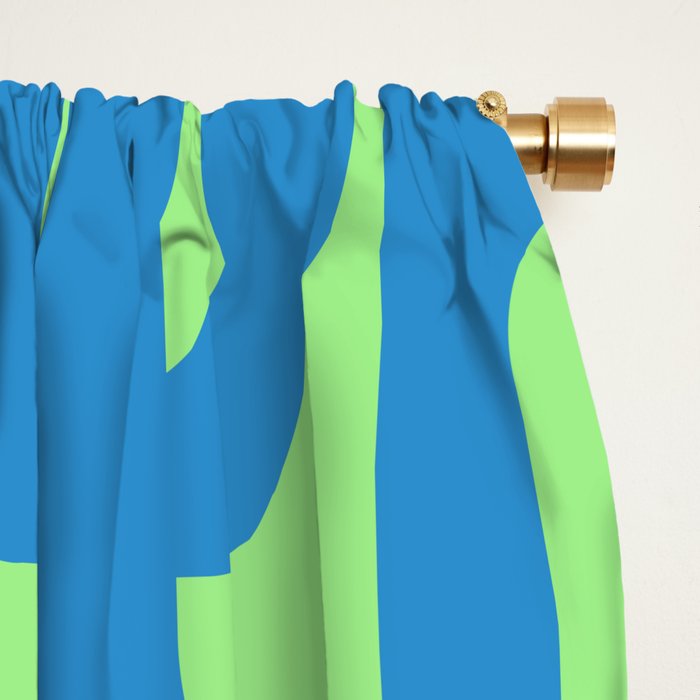 Mid Century Modern Loops Blue and Lime Green Retro Contemporary Abstract Pattern Window Curtain Gallery Image 2