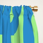 Mid Century Modern Loops Blue and Lime Green Retro Contemporary Abstract Pattern Window Curtain Gallery Image 2