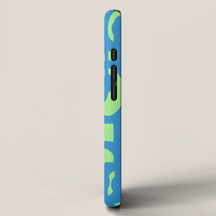 Mid Century Modern Loops Blue and Lime Green Retro Contemporary Abstract Pattern iPhone Case Gallery Image 2