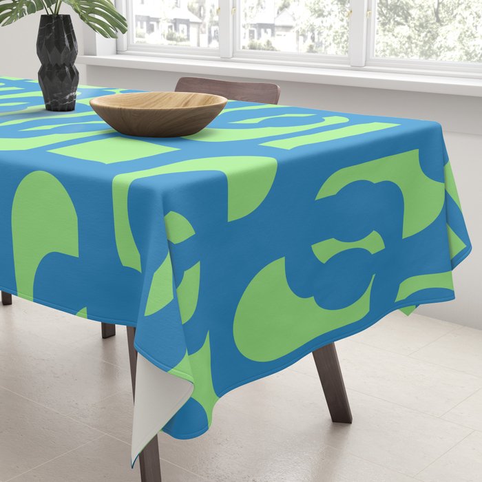 Mid Century Modern Loops Blue and Lime Green Retro Contemporary Abstract Pattern Tablecloth Gallery Image 3