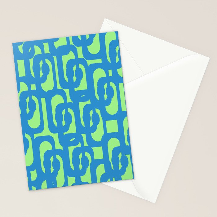 Mid Century Modern Loops Blue and Lime Green Retro Contemporary Abstract Pattern Stationery Card Gallery Image 2