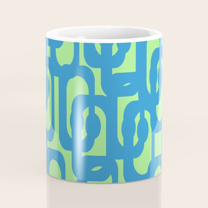Mid Century Modern Loops Blue and Lime Green Retro Contemporary Abstract Pattern Coffee Mug Gallery Image 4