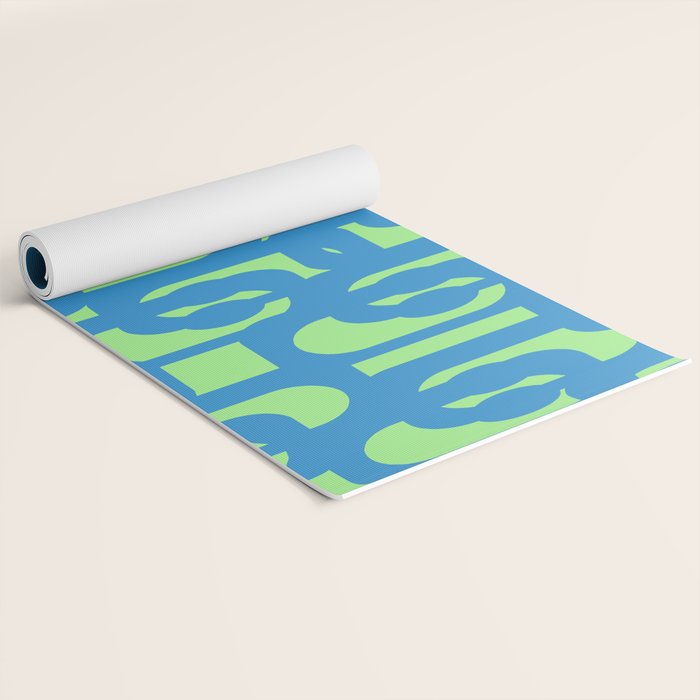 Mid Century Modern Loops Blue and Lime Green Retro Contemporary Abstract Pattern Yoga Mat Gallery Image 2