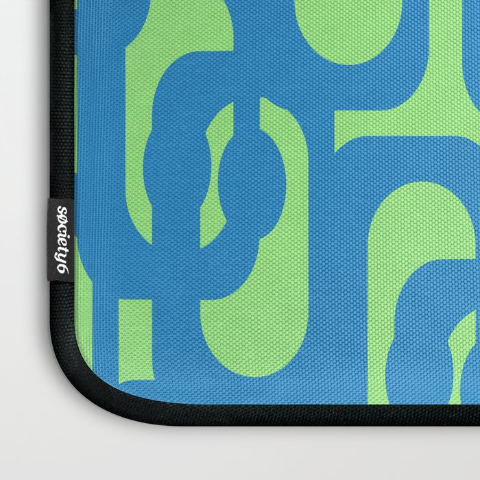 Mid Century Modern Loops Blue and Lime Green Retro Contemporary Abstract Pattern Laptop Sleeve Gallery Image 3