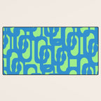 Mid Century Modern Loops Blue and Lime Green Retro Contemporary Abstract Pattern Desk Mat Gallery Image 3