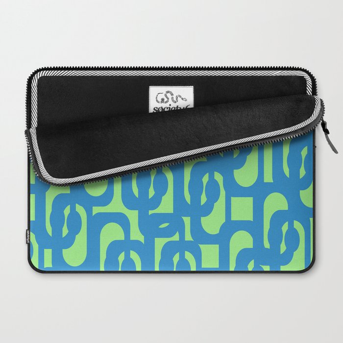 Mid Century Modern Loops Blue and Lime Green Retro Contemporary Abstract Pattern Laptop Sleeve Gallery Image 2