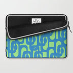 Mid Century Modern Loops Blue and Lime Green Retro Contemporary Abstract Pattern Laptop Sleeve Gallery Image 2