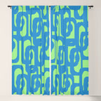 Mid Century Modern Loops Blue and Lime Green Retro Contemporary Abstract Pattern Window Curtain Gallery Image 5