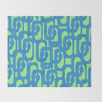 Mid Century Modern Loops Blue and Lime Green Retro Contemporary Abstract Pattern Throw Blanket Gallery Image 2
