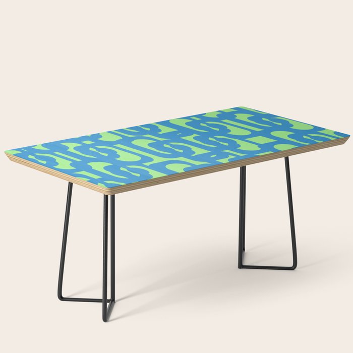 Mid Century Modern Loops Blue and Lime Green Retro Contemporary Abstract Pattern Coffee Table Gallery Image 1