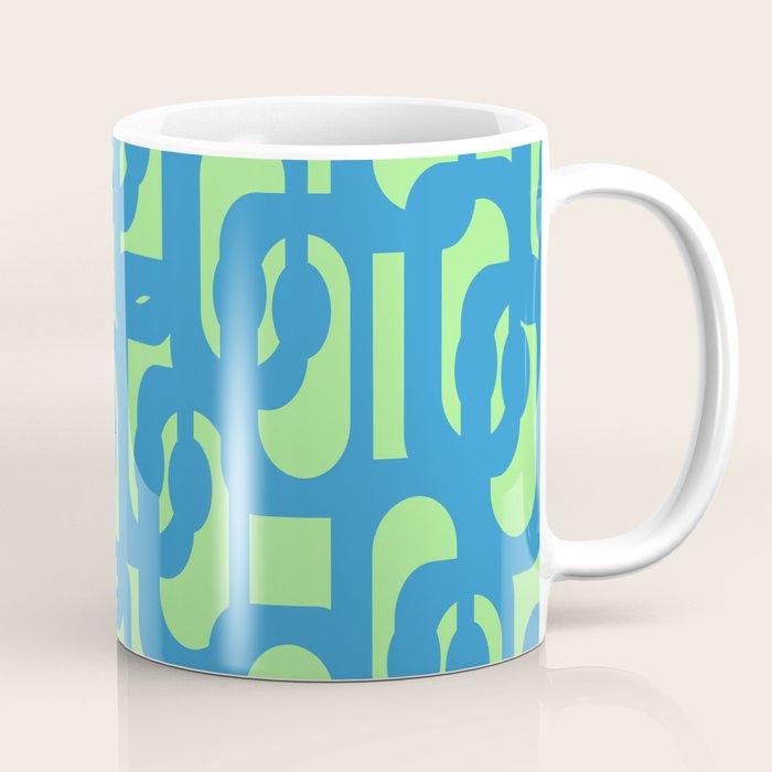 Mid Century Modern Loops Blue and Lime Green Retro Contemporary Abstract Pattern Coffee Mug Gallery Image 1