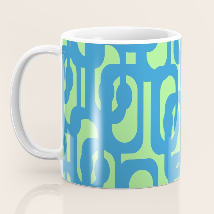 Mid Century Modern Loops Blue and Lime Green Retro Contemporary Abstract Pattern Coffee Mug Gallery Image 3