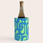 Mid Century Modern Loops Blue and Lime Green Retro Contemporary Abstract Pattern Wine Chiller Gallery Image 2
