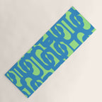 Mid Century Modern Loops Blue and Lime Green Retro Contemporary Abstract Pattern Yoga Mat Gallery Image 1