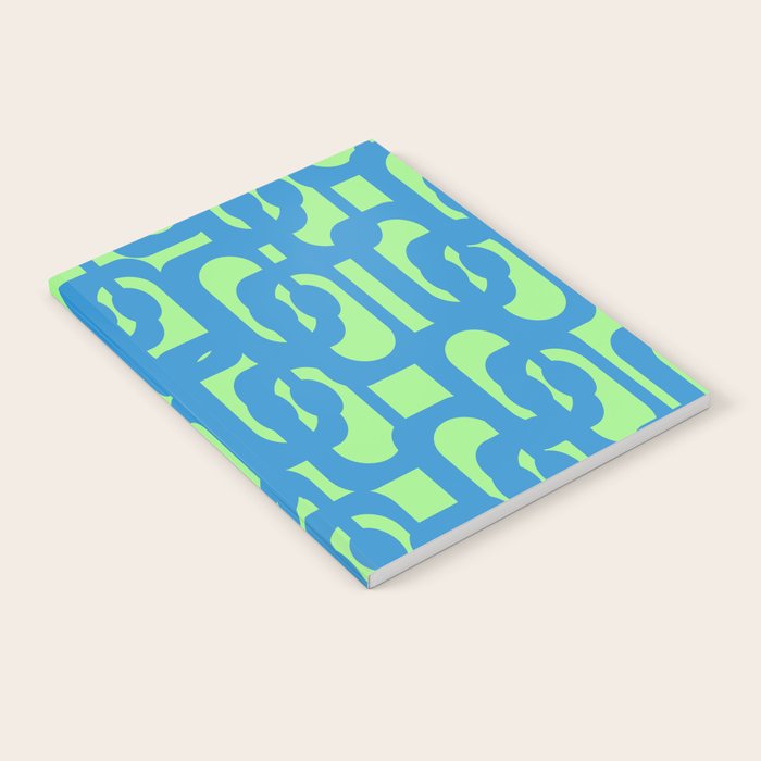 Mid Century Modern Loops Blue and Lime Green Retro Contemporary Abstract Pattern Notebook Gallery Image 1