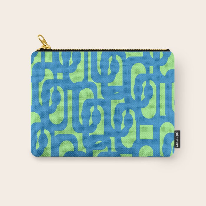 Mid Century Modern Loops Blue and Lime Green Retro Contemporary Abstract Pattern Carry All Pouch Gallery Image 1