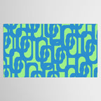 Mid Century Modern Loops Blue and Lime Green Retro Contemporary Abstract Pattern Tablecloth Gallery Image 2
