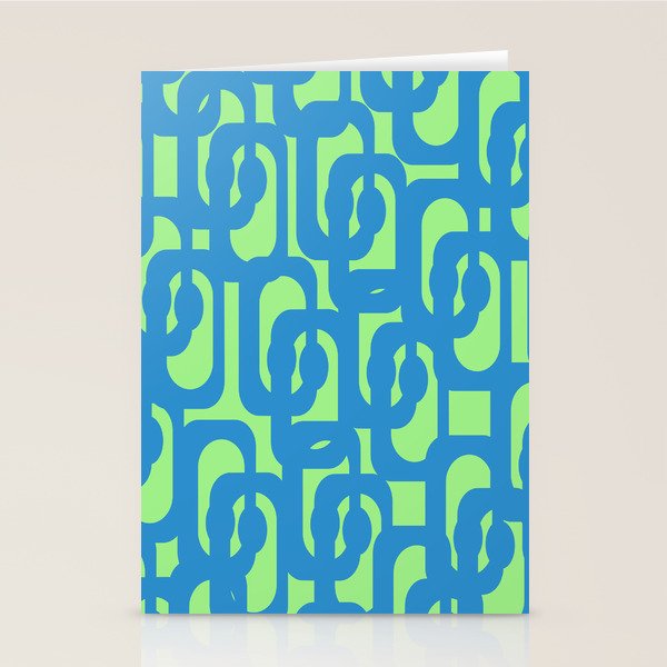 Mid Century Modern Loops Blue and Lime Green Retro Contemporary Abstract Pattern Stationery Card Gallery Image 1