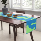 Mid Century Modern Loops Blue and Lime Green Retro Contemporary Abstract Pattern Table Runner Gallery Image 2
