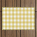 Gingham Check Pattern in Mustard Yellow and White Outdoor Rug Gallery Image 1
