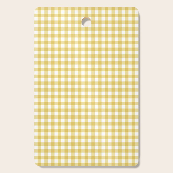 Gingham Check Pattern in Mustard Yellow and White Cutting Board Gallery Image 1