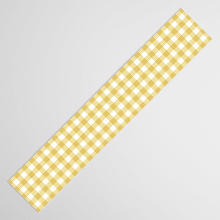 Gingham Check Pattern in Mustard Yellow and White Table Runner Gallery Image 3