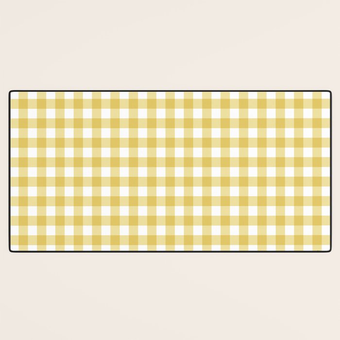Gingham Check Pattern in Mustard Yellow and White Desk Mat Gallery Image 3